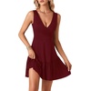 image:imageLYANER Womens Wrap V Neck Sleeveless Sundress Casual Summer Flare A Line Tank DressBurgundy