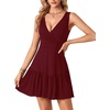 image:imageLYANER Womens Wrap V Neck Sleeveless Sundress Casual Summer Flare A Line Tank DressBurgundy