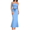 image:imageLYANER Womens 2 Piece Outfits Going Out Sexy Sleeveless Crop Top and Drawstring Bodycon Maxi Skirt SetsLight Blue