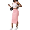 image:imageLYANER Womens 2 Piece Outfits Round Neck Crop Top and High Waisted Skirt Sets SuitPink