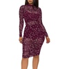image:imageLYANER Womens 3 Piece Outfits Sexy Sheer Mesh Dress Long Sleeve Ruched Bodycon Midi Dress with Cami ShortsViolet