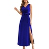 image:imageLYANER Womens Elegant Wrap V Neck Sparkly Glitter High Waist Belt Sleeveless Split Maxi Party DressRoyal Blue