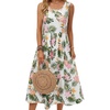 image:imageLYANER Womens Floral Print Round Neck Sleeveless Flowy A Line Casual Beach Long Sun DressesWhite
