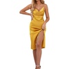 image:imageLYANER Womens Satin Drape Cowl Neck Sleeveless Strappy Cami Split Slit Party Midi DressGinger