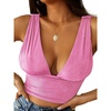 image:imageLYANER Womens Sexy Deep V Neck Slim Fitted Strap Crop Cami Tank Sleeveless TopPink