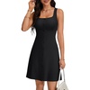 image:imageLYANER Womens Square Neck Sleeveless Midi Dress Casual Elegant A Line SundressBlack