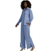 image:imageLYANER Womens 2 Piece Outfits Button Down Long Sleeve Shirt and Wide Leg Pants SetHaze Blue