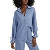 image:imageLYANER Womens 2 Piece Outfits Button Down Long Sleeve Shirt and Wide Leg Pants SetHaze Blue