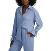image:imageLYANER Womens 2 Piece Outfits Button Down Long Sleeve Shirt and Wide Leg Pants SetHaze Blue
