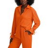 image:imageLYANER Womens 2 Piece Outfits Button Down Long Sleeve Shirt and Wide Leg Pants SetSolid Orange