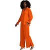 image:imageLYANER Womens 2 Piece Outfits Button Down Long Sleeve Shirt and Wide Leg Pants SetSolid Orange