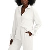 image:imageLYANER Womens 2 Piece Outfits Button Down Long Sleeve Shirt and Wide Leg Pants SetSolid White