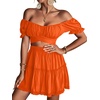image:imageLYANER Womens 2 Piece Outfits Off Shoulder Tie Up Back Crop Top and Mini Skirt Set Orange XSmall