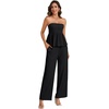 image:imageLYANER Womens 2 Piece Outfits Ruched Strapless Tube Top and Wide Leg Pant Sets Suit with Pocket Black Medium