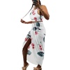 image:imageLYANER Womens 2 Piece Outfits Sleeveless Tank Crop Top and Wrap Split Slit Ruched Bodycon Midi SkirtArmy Green Floral