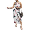 image:imageLYANER Womens 2 Piece Outfits Sleeveless Tank Crop Top and Wrap Split Slit Ruched Bodycon Midi SkirtArmy Green Floral