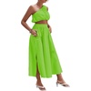 image:imageLYANER Womens 2 Piece Outfits Sleeveless Tank Crop Top and Wrap Split Slit Ruched Bodycon Midi SkirtBright Green