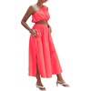 image:imageLYANER Womens 2 Piece Outfits Sleeveless Tank Crop Top and Wrap Split Slit Ruched Bodycon Midi SkirtCoral Red