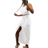 image:imageLYANER Womens 2 Piece Outfits Sleeveless Tank Crop Top and Wrap Split Slit Ruched Bodycon Midi SkirtSoild White