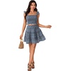image:imageLYANER Womens 2 Piece Outfits Summer Flora Print Smocked Cami Crop Top and Mini Skirt Set for VacationBlue Floral