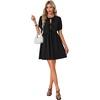 image:imageLYANER Womens Bow Tie Front Babydoll A Line Puff Short Sleeve Loose Cute Mini Short DressBlack