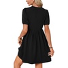image:imageLYANER Womens Bow Tie Front Babydoll A Line Puff Short Sleeve Loose Cute Mini Short DressBlack