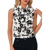 image:imageLYANER Womens Bow Tie Mock Neck Blouse Sleeveless Business Casual Tank Shirt Dressy Work TopsBlack Floral Print