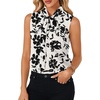 image:imageLYANER Womens Bow Tie Mock Neck Blouse Sleeveless Business Casual Tank Shirt Dressy Work TopsBlack Floral Print
