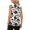 image:imageLYANER Womens Bow Tie Mock Neck Blouse Sleeveless Business Casual Tank Shirt Dressy Work TopsBlack Floral Print