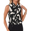 image:imageLYANER Womens Bow Tie Mock Neck Blouse Sleeveless Business Casual Tank Shirt Dressy Work TopsBlack White Brush