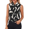 image:imageLYANER Womens Bow Tie Mock Neck Blouse Sleeveless Business Casual Tank Shirt Dressy Work TopsBlack White Brush