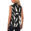 image:imageLYANER Womens Bow Tie Mock Neck Blouse Sleeveless Business Casual Tank Shirt Dressy Work TopsBlack White Brush
