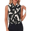 image:imageLYANER Womens Bow Tie Mock Neck Blouse Sleeveless Business Casual Tank Shirt Dressy Work TopsBlack White Brush