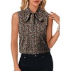 image:imageLYANER Womens Bow Tie Mock Neck Blouse Sleeveless Business Casual Tank Shirt Dressy Work TopsBlackpink Floral Print