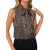 image:imageLYANER Womens Bow Tie Mock Neck Blouse Sleeveless Business Casual Tank Shirt Dressy Work TopsBlackpink Floral Print
