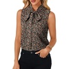 image:imageLYANER Womens Bow Tie Mock Neck Blouse Sleeveless Business Casual Tank Shirt Dressy Work TopsBlackpink Floral Print