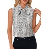 image:imageLYANER Womens Bow Tie Mock Neck Blouse Sleeveless Business Casual Tank Shirt Dressy Work TopsBlackwhite Print