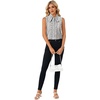 image:imageLYANER Womens Bow Tie Mock Neck Blouse Sleeveless Business Casual Tank Shirt Dressy Work TopsBlackwhite Print
