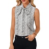 image:imageLYANER Womens Bow Tie Mock Neck Blouse Sleeveless Business Casual Tank Shirt Dressy Work TopsBlackwhite Print
