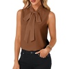 image:imageLYANER Womens Bow Tie Mock Neck Blouse Sleeveless Business Casual Tank Shirt Dressy Work TopsBrown