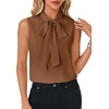 image:imageLYANER Womens Bow Tie Mock Neck Blouse Sleeveless Business Casual Tank Shirt Dressy Work TopsBrown