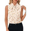 image:imageLYANER Womens Bow Tie Mock Neck Blouse Sleeveless Business Casual Tank Shirt Dressy Work TopsChampagne Floral Print