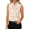 image:imageLYANER Womens Bow Tie Mock Neck Blouse Sleeveless Business Casual Tank Shirt Dressy Work TopsChampagne Floral Print