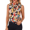 image:imageLYANER Womens Bow Tie Mock Neck Blouse Sleeveless Business Casual Tank Shirt Dressy Work TopsColorful Spliced Print