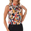 image:imageLYANER Womens Bow Tie Mock Neck Blouse Sleeveless Business Casual Tank Shirt Dressy Work TopsColorful Spliced Print