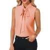 image:imageLYANER Womens Bow Tie Mock Neck Blouse Sleeveless Business Casual Tank Shirt Dressy Work TopsCoral Pink