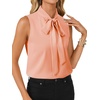 image:imageLYANER Womens Bow Tie Mock Neck Blouse Sleeveless Business Casual Tank Shirt Dressy Work TopsCoral Pink
