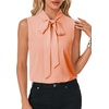 image:imageLYANER Womens Bow Tie Mock Neck Blouse Sleeveless Business Casual Tank Shirt Dressy Work TopsCoral Pink