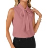 image:imageLYANER Womens Bow Tie Mock Neck Blouse Sleeveless Business Casual Tank Shirt Dressy Work TopsCrabapple Pink