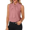image:imageLYANER Womens Bow Tie Mock Neck Blouse Sleeveless Business Casual Tank Shirt Dressy Work TopsCrabapple Pink